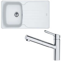Pack évier Antea Fragranit blanc artic 860 x 500 x 210 mm + mitigeur Orbit douchette - Franke