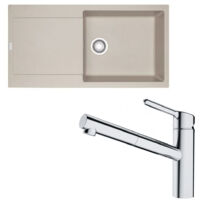 Pack évier XL Maris Fragranit café crème 970 x 500 x 200 mm + mitigeur Orbit douchette - Franke