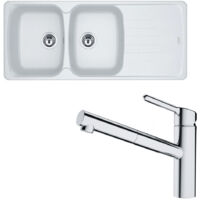 Pack évier Antea Fragranit blanc artic 1160 x 500 x 210 mm + mitigeur Orbit douchette - Franke
