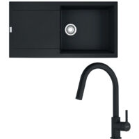 Pack évier XL Maris Fragranit 970 x 500 x 200 mm + mitigeur Lina L douchette noir - Franke