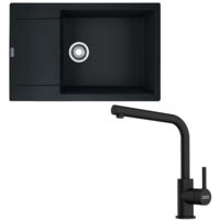 Pack full black évier XL Maris Fragranit 780 x 500 x 200 mm + mitigeur Lina L bec noir - Franke