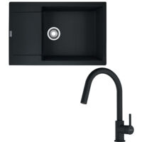 Pack full black évier XL Maris Fragranit 780 x 500 x 200 mm + mitigeur Lina J douchette noir - Franke