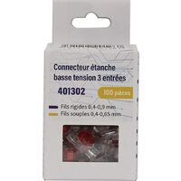 100 bornes de connexion étanche basse tension 3 fils – Connecteur thermoplastique 0,4-0,9 mm² – Tenue en tension 100V – 6A – BLM