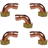 Lot de 5 douilles cuivre coudé avec écrou prisonnier Femelle 1" - Ø 28 mm