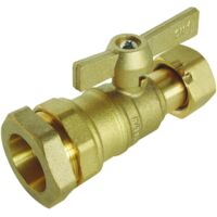 Robinet d'arrêt pour compteur PE Ø25 mm Ecrou tournant 3/4" Manette papillon