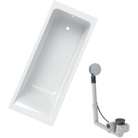 Geberit – Baignoire acrylique sanitaire rectangulaire 170x70cm – Capacité 193L – Hauteur 42cm – Vidage rotatif – Pieds inclus
