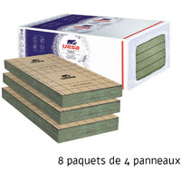 Ursa – Pack de 8 panneaux laine de verre 3,24m² – Epaisseur 140mm – R 4.35 – Revêtement kraft pour isolation thermique