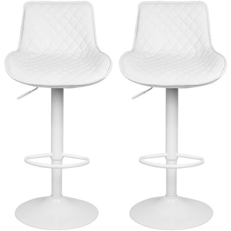 Skecten® Barhocker 2er Set，mit Lehne，aus PU-Leder， Höhenverstellbar，Drehbare Barhocker，Metallrahmen，Moderner Barstuhl Küchenhocker Bar Hocker Schneller Zusammenbau（Weiß） (1/5)