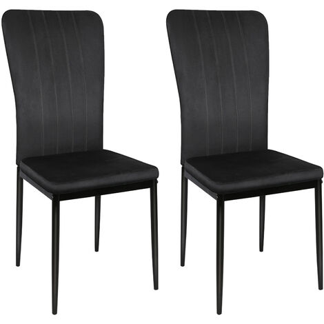 2er Set Esszimmerstühle weicher Samt,Polsterstuhl aus Metallbeine,Schwarz (1/5)