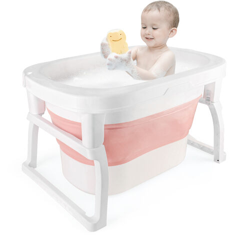 Faltbare Baby Badewanne,Portable Baby Bathtub Nimmt Keinen Platz Weg,für Neugeborene Kleinkinder,Rosa