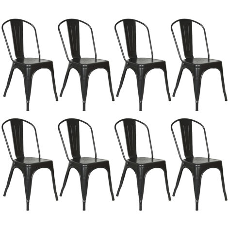 4er Set Esszimmerstuhl stapelbar,Metall Industriedesign,schwarz (1/5)