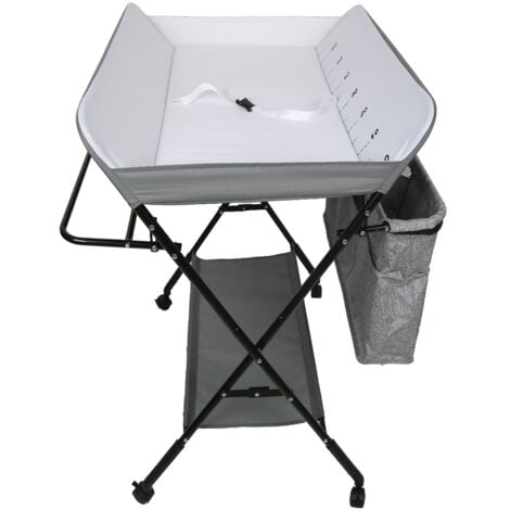 Klappbarer Wickeltisch Mit Rollen - Höhenverstellbar Mit Sicherheitsgurt