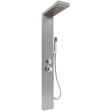 Duscharmatur Dusche Badarmatur Duschpaneel Duschsäule Regendusche Edelstahl,130x47x15cm（Edelstahl Gebürstet）