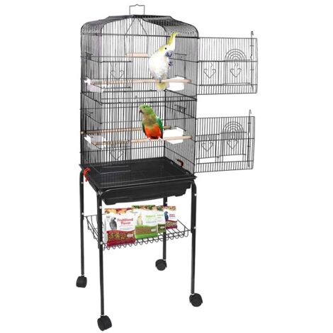 Vogelkäfig Vogelvoliere Wellensittichkäfig Käfig Vogelbauer Voliere Vogelhaus Rahmen mit 4 Rollen 46×35.3×150.6