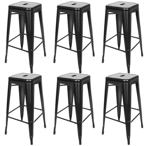 6er Set Industrieller Barhocker aus Metall,Stapelbar,76 cm,Schwarz
