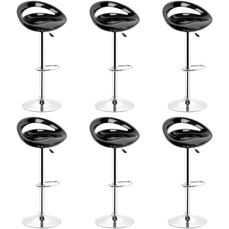 6er-Set Barhocker,aus ABS-Kunststoff,360°frei drehbar höhenverstellbar, mit Fußstütze, für Küche, Schwarz