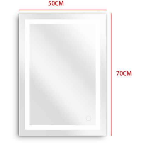 Badezimmerspiegel mit Beleuchtung LED Touch -Kaltes Weiß(50x70cm)