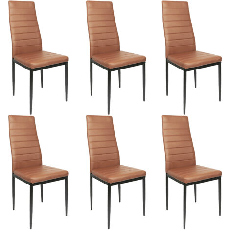 6er Set Esszimmerstühle mit Rückenlehne,Polsterstuhl aus Metallbeine,braun (1/5)