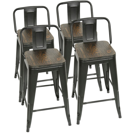 4x Barhocker Metall mit Lehne Barstuhl Tresenhocker Küchenhocker Bistrohocker (1/5)