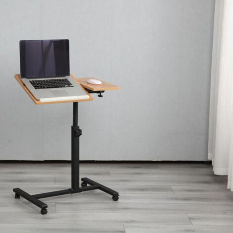 Mobiler Betttisch auf Rollen,Laptoptisch，höhenverstellbar，Couch-Tisch， Bett-Beistelltisch für Krankenbett，Schreibtisch für Bett