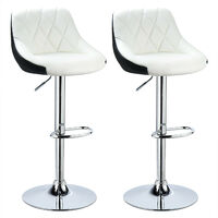 2er-Set Barhocker,aus PU-Leder,Drehbarer bar Stool, modern,weiß+schwarz
