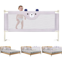 UISEBRT Bettgitter 150 Cm, Höhenverstellbar 70-93 Cm, Mit Netz, Grau, Für Kinderbetten