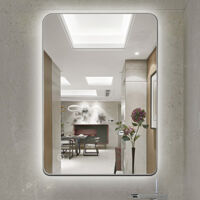 Badspiegel mit Beleuchtung, badezimmerspiegel, Berührungsschalter, Kaltweiß (6400K), wasserdicht,50 * 70 cm