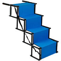 Zusammenklappbare Hundetreppe 101×76×47cm Edelstahl + Oxford Tuch Blau