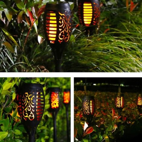 Solarlampen 12 LED 54cm Flackerlicht Outdoor Gartendeko - 4er Pack