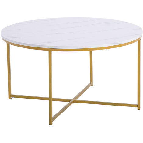 Modern Marble Simple MDF Metal Round Coffee Table Home Furniture