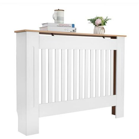  vidaXL Radiator Cover Heating Cabinet 44.1- White MDF, Easy  Assembly, Modern Slatted Design, Additional Shelf Space : Home & Kitchen