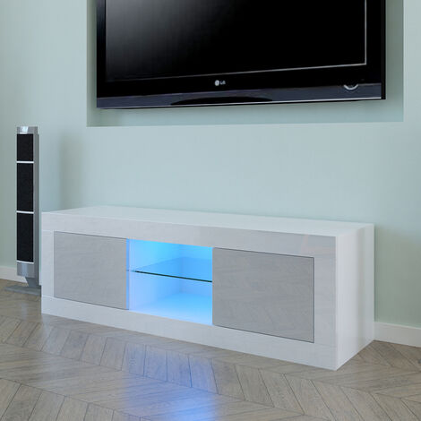 125cm LED TV Cabinet Unit Two Door White Gray Color for Livingroom