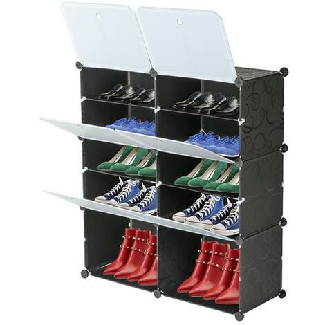 Portable Shoe Rack Organizer 8-Tier Portable 48 Pair Shoe Rack Organizer 24 Grids Tower Shelf Storage Cabinet Stand Expandable for Heels, Boots