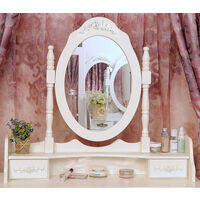 Dressing Table 4-Drawer Makeup 360-Degree Rotation Removable Mirror Dresser