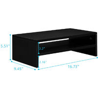 2-Tier Wood Arm Riser Desk Storage Organizer 16.7 inch Computer Monitor Stand Clamp Desk TV Shelf Risers