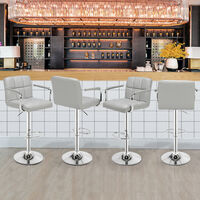 2 pcs Height Adjustable Swivel Bar Stool Bar Chair With Backrest - Grey - Grey