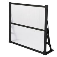 120x90cm Door Canopy Transparent Awning Shelter Front Back Porch Outdoor Shade Patio Roof-Black