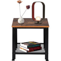 Industrial End Table, 2-Tier Side Table with Storage Shelf with Metal Frame