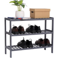 Bamboo Shoe Rack Bench, Shoe Storage, 3-Layer Multi-Functional Cell Shelf, Can Be Used For Entrance Corridor, Bathroom, Living Room And Corridor 70 * 25 * 55 - Grey