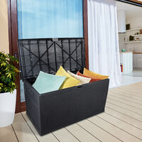 120gal 460L Outdoor Garden Plastic Storage Deck Box Chest Tools Cushions Toys Lockable Seat Waterproof - Black