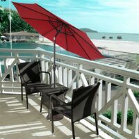 9FT 2.74m Garden Sun Parasol Central Umbrella Waterproof Folding Sunshade without Base- Wine Red