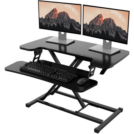 Height Adjustable Stand up Desk with Removable Keyboard Tray Tangkula 36 Inch Electric Standing Desk Converter Dual Monitor Sit to Stand Desk 