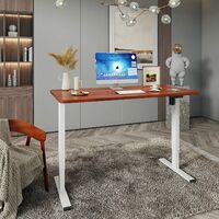 FLEXISPOT Electric Height Adjustable Standing Desk Sit Stand Desk Adjustable Desk Stand Up Desk EC1 (White Frame+Mahogany Desktop)