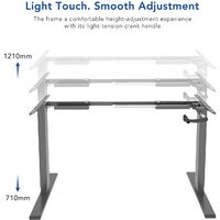 FlexiSpot Crank Height Adjustable Standing Desk Office Workstation Frame Only Standing Desk Leg with 70kg load capacity (Grey)