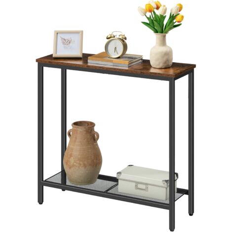 Schmal Konsolentisch mit den Ablageregalen, 75 x 24 x 75 cm Beistelltisch, Flurtisch, Ausstellungstisch, Sofatisch, für Eingang, Flur, HOOBRO EBF74XG01