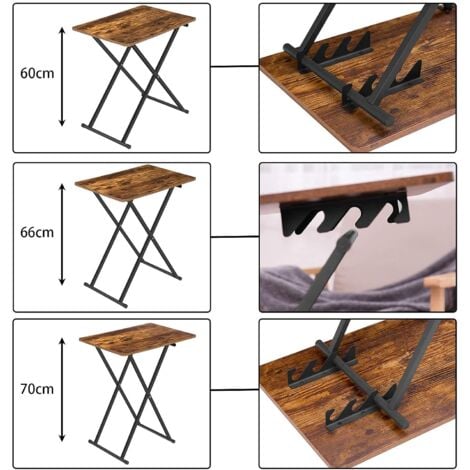 Beistelltisch Klappbar, Extra Groß Sofatisch, verstellbare Höhe Klapptische, 60 x 40 x 60 cm, TV Tray im Industriestil, Tablett Tisch, Snack Tisch, einfach montierbar, HOOBRO EBF16BZ01