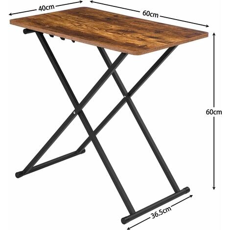 Beistelltisch Klappbar, Extra Groß Sofatisch, verstellbare Höhe Klapptische, 60 x 40 x 60 cm, TV Tray im Industriestil, Tablett Tisch, Snack Tisch, einfach montierbar, HOOBRO EBF16BZ01