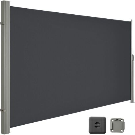 Seitenmarkise, Rahmen aus Vollaluminium, 180 x 450 cm, ausziehbar Markise, Sichtschutz, seitliche Vordächer, Balkone, Terrassen, Garten, Sonnenschutz, Seitenrollo, LARMNEE EBK1845BP02 (1/5)