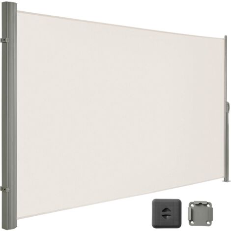 Seitenmarkise, Rahmen aus Vollaluminium, 160 x 400 cm, ausziehbar Markise, Sichtschutz, seitliche Vordächer, Balkone, Terrassen, Garten, Sonnenschutz, Seitenrollo,LARMNEE EBE164BP02