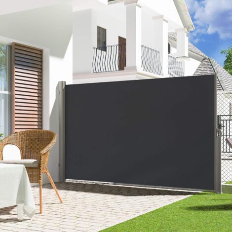 Seitenmarkise, überlänge Größe, 180 cm x 500 cm (H x L), Rahmen aus Vollaluminium, ausziehbare Markise, Sonnenschutz, Seitenrollo, Sichtschutz, seitliche Vordächer, LARMNEE EBK185BP02